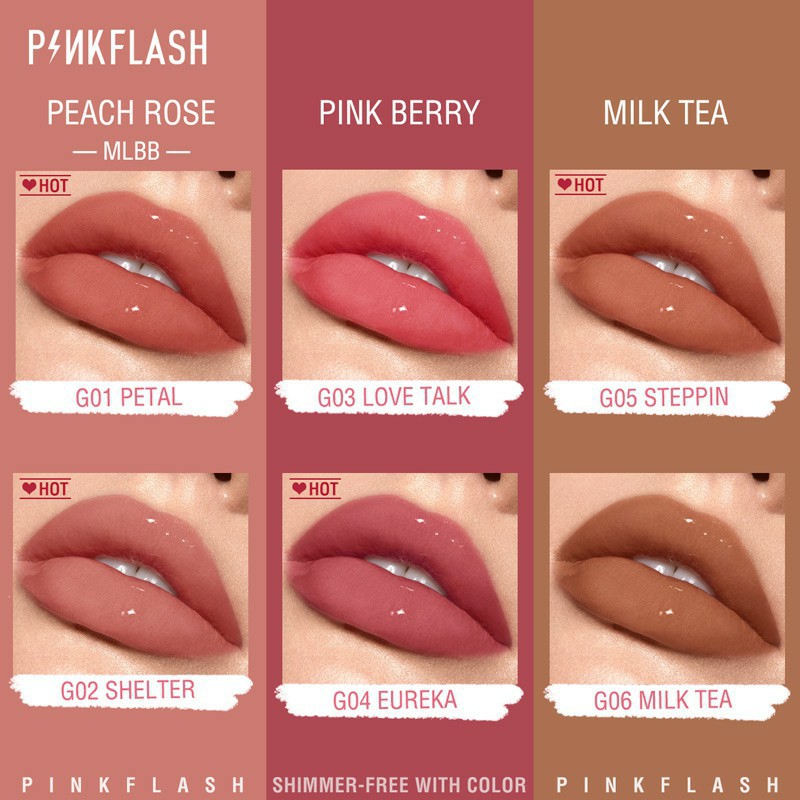 Celebshine PINKFLASH Lip Gloss Pelembab Berkilau Untuk Perawatan Bibir