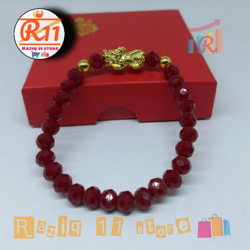 Gelang Batu Kristal Ceko Asli Kombinasi Pixiu