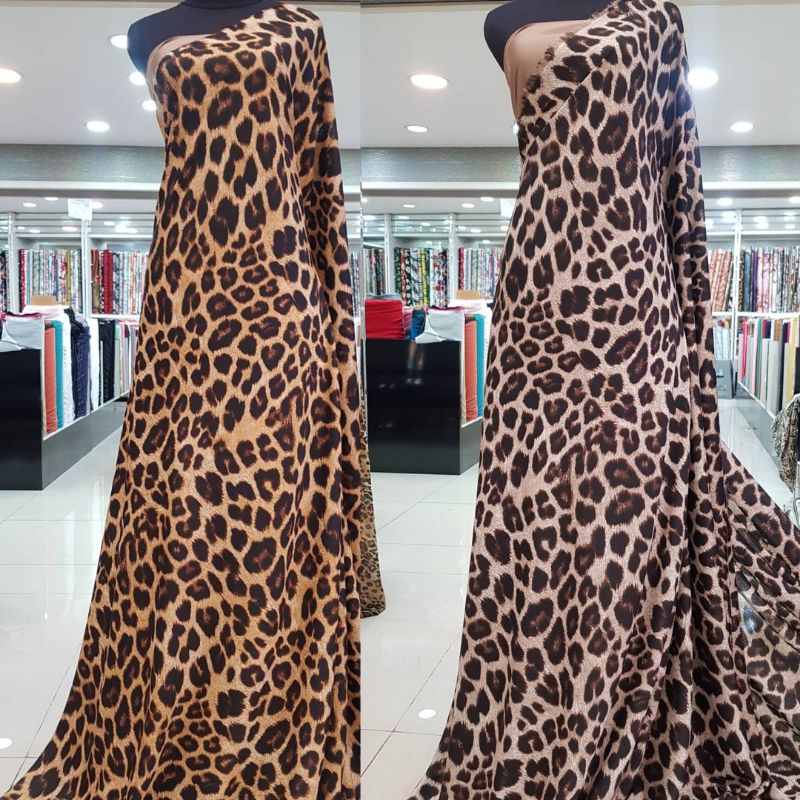 Crepe Silk motif leopard sutra