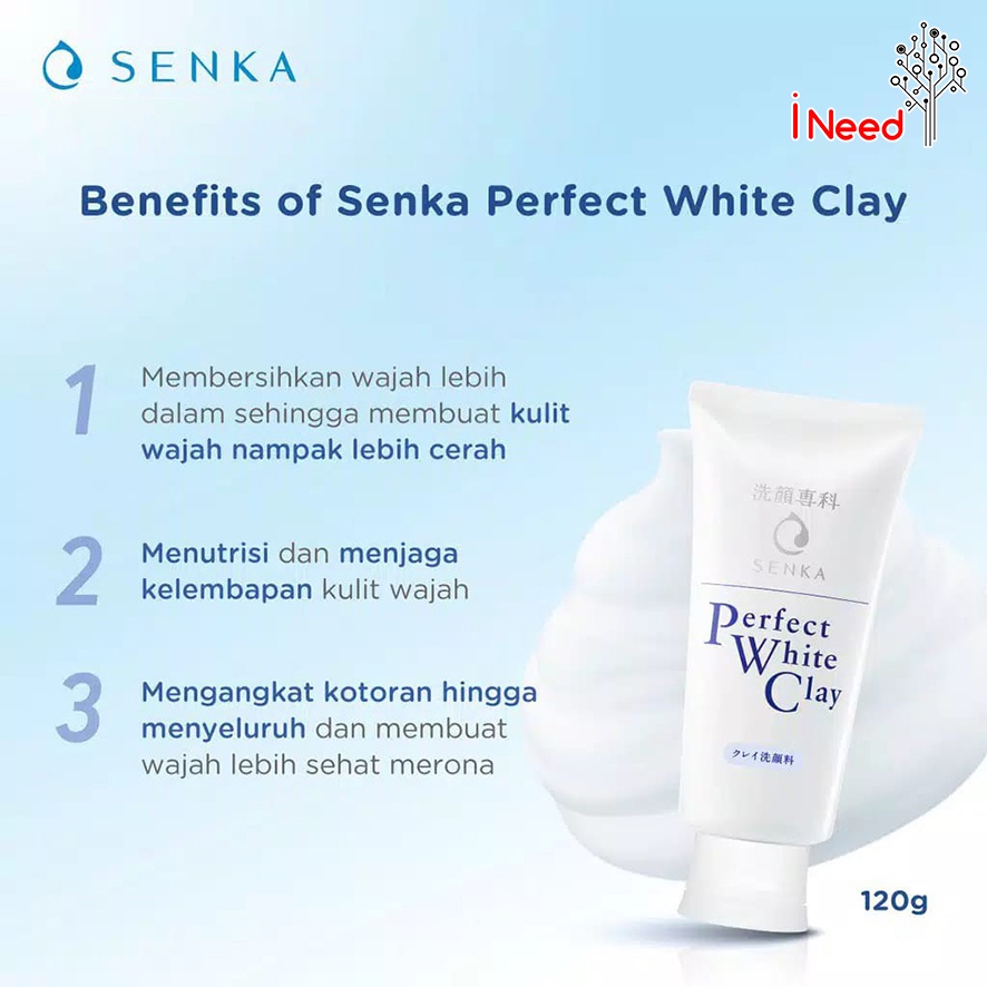 (INEED) (White Clay 120gr) SENKA - Perfect White Clay Facial Foam From Japan 120gr