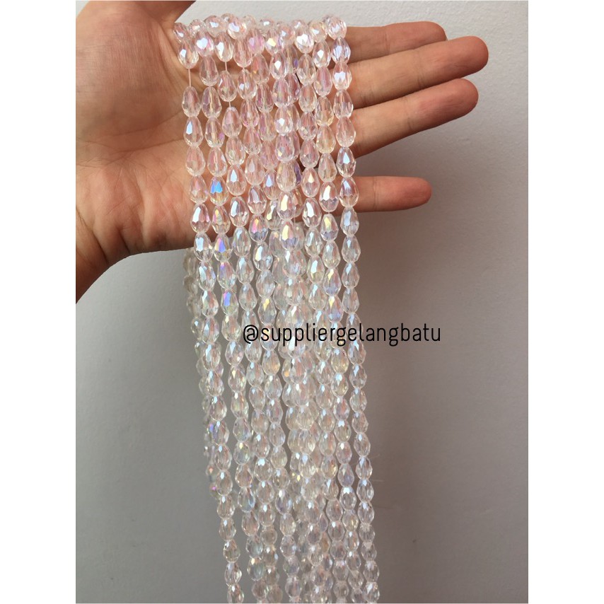 kristal Tetes ceko 13mm x 8mm WHITE QUARTZ bead crystal acrillic putih fashion pria wanita luxuries