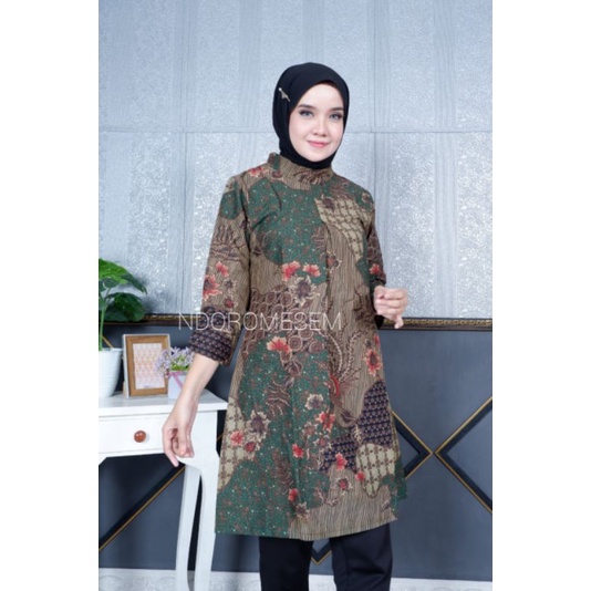 Batik tunik ndoromesem gantari ijo katun halus lapis tricot