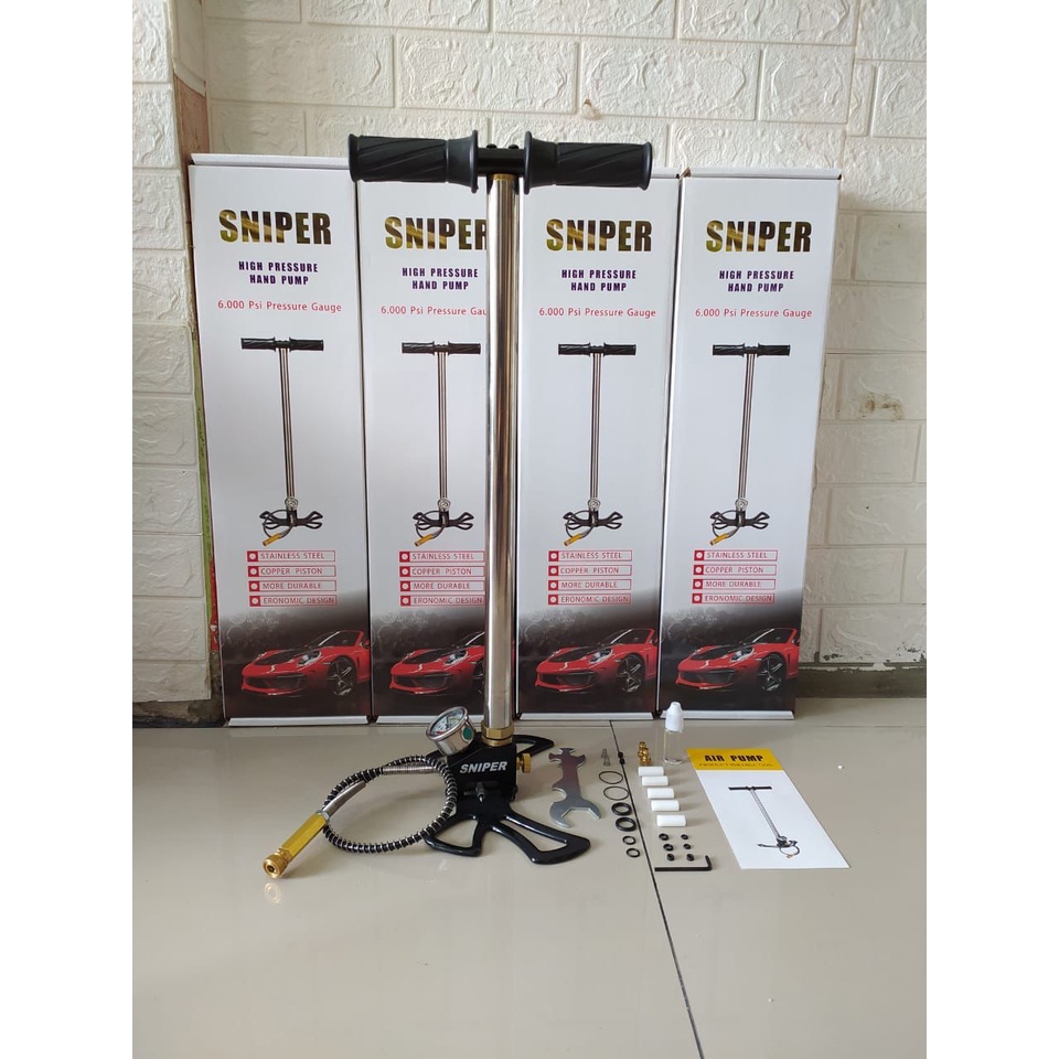 Pompa PCP 3 Stage Kaki Kupu-kupu Lipat 6000 psi Merk Sniper | Pompa PCP 6000 psi Kaki Kupu-kupu Lipa