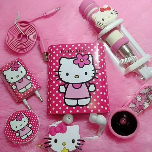 paket hello kity veger 6 (powerbank hansdfre charger iring tongsis superwide bag) 7barang