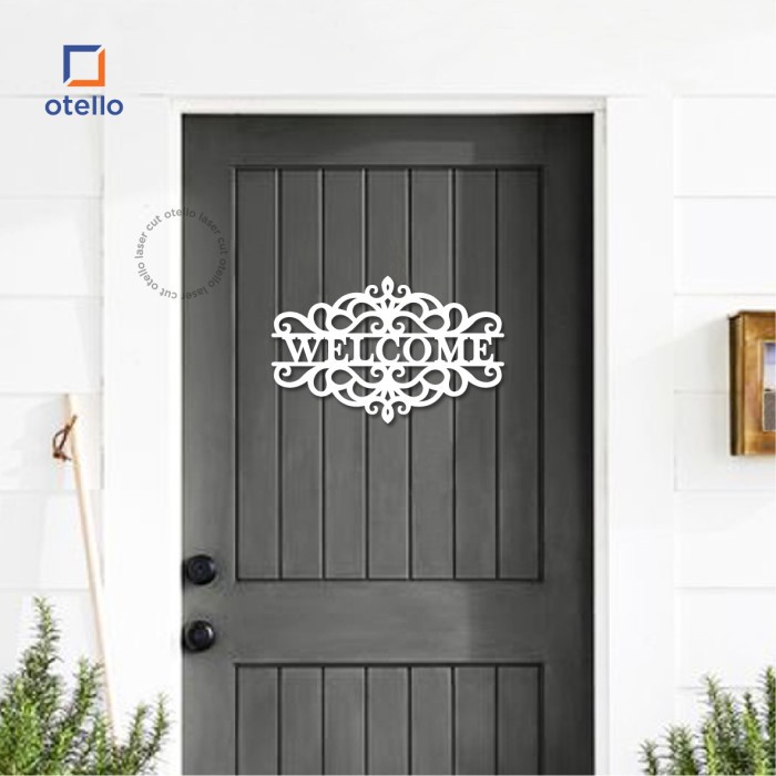 Welcome Hiasan Pintu Rumah Door Sign Ornament Signage Akrilik Timbul