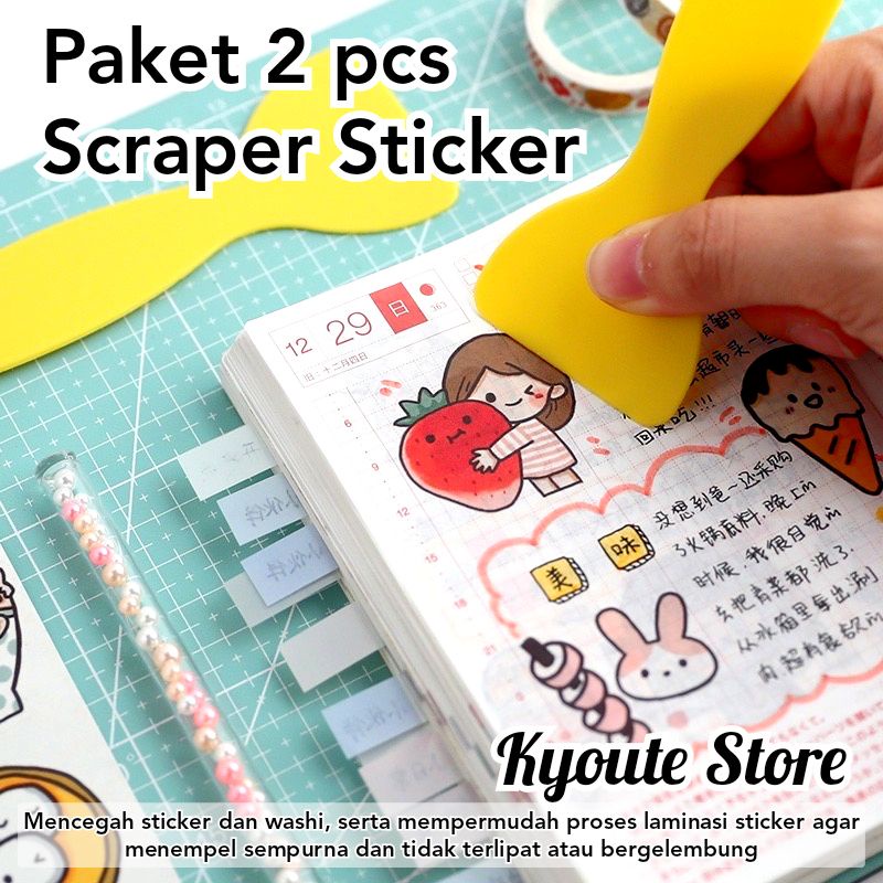

Paket 2 pcs Sticker Scraper Plastik untuk Mencegah Terlipat dan Tidak Gelembung serta Memudahkan Proses Laminasi Scrapbook Journal DIY Bujo Planner