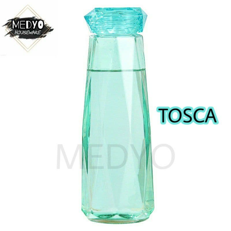 Botol Minum Kaca Kristal Diamond Botol Tumbler Unik Crystal 450ml-TOSCA