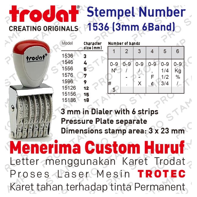 

Stempel Angka Manual 6 Digit 3mm Trodat 1536