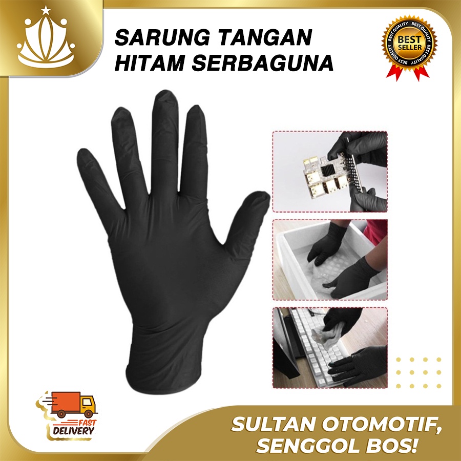 Sarung Tangan HITAM Detailing Mobil Motor, Tato, Bengkel LATEX GLOVES