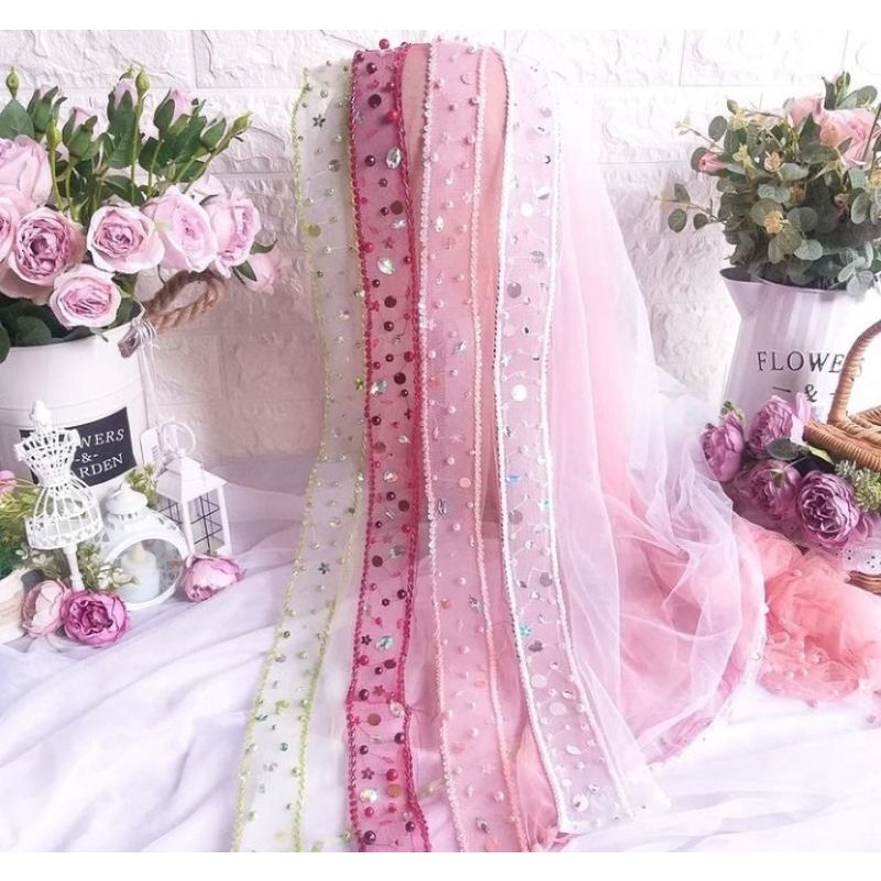 slayer pengantin /veil pengantin /hijab pengantin /veil mutiara /veil dymon original