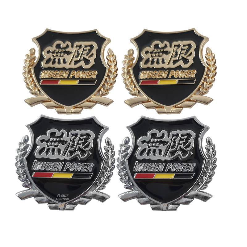 2 X Metal MUGEN POWER MOTORS Logo Car Auto Side Window Decorative Emblem Badge Sticker Decal For HONDA CIVIC