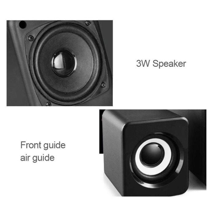 Speaker Laptop PC Stereo 2.1 with Subwoofer &amp; USB Power - Hitam