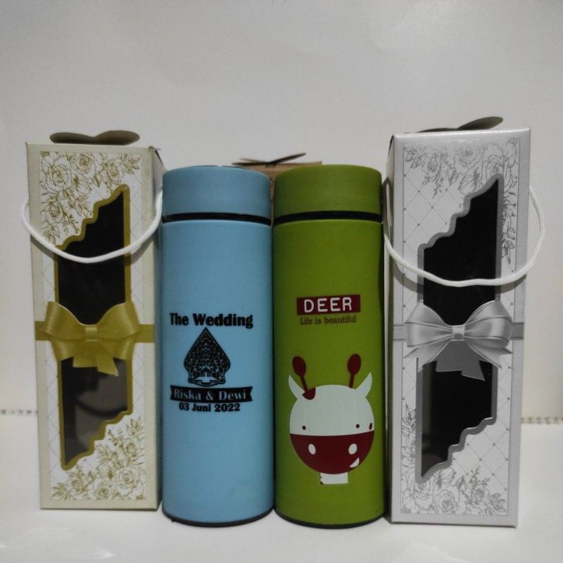 Souvenir botol Animal free custom sablon nama free box dan tali kur