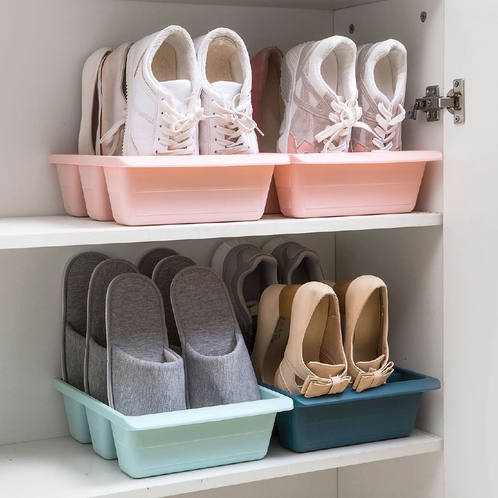 1 Pcs Shoe Cabinet Shoe Box Plastic Shoe Storage Box Multi Layer Space Efficient Storage Rack Shopee Indonesia