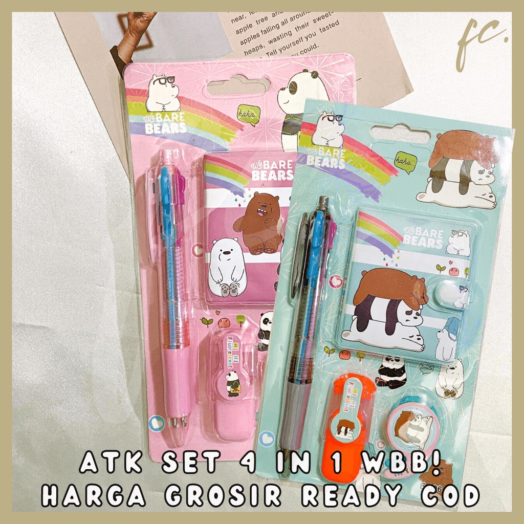

Set Paket Jurnal Alat Tulis Mini ATK 4 in 1 Kartun Beruang We Bare Bears WBB Anak Unofficial Hadiah Kado Hampers Merchandise Souvenir Journal Lengkap Grosir Stationery Fancy