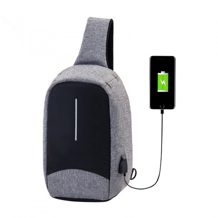 Chest Pack 651 Cross Body Sling Bag USB Anti Theft 2018 Grey