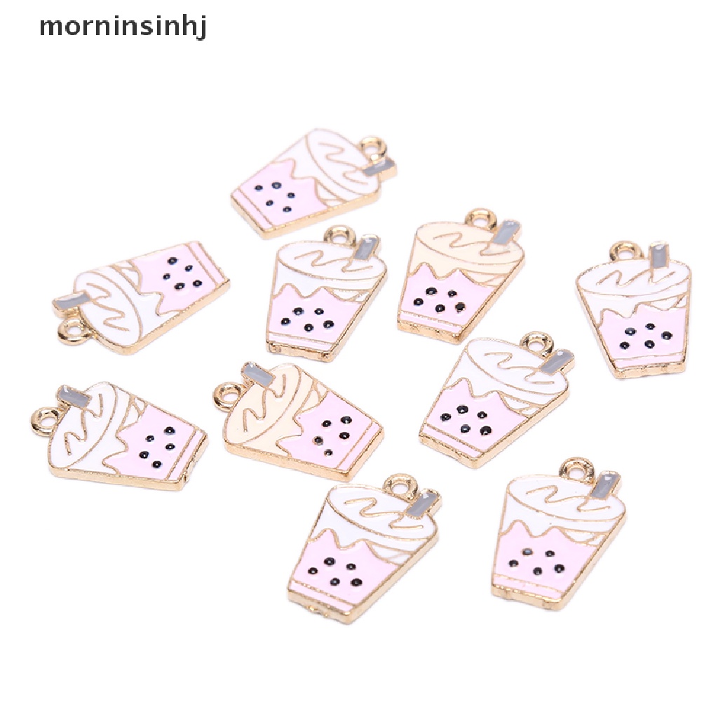 10pcs / lot Liontin Enamel Bentuk Milk Tea Untuk Perhiasan Anting