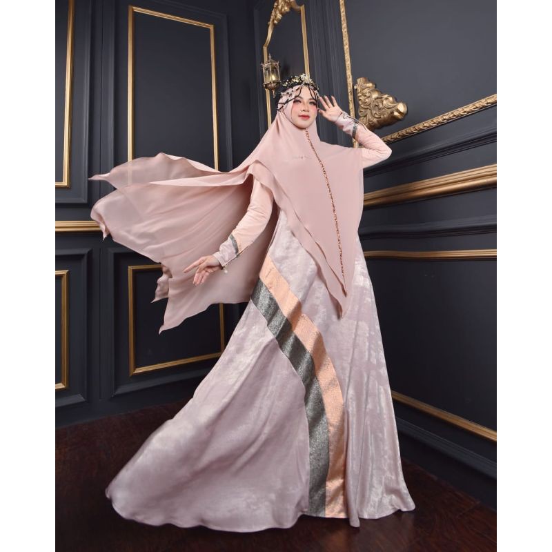ISMI PREMIUM/Luster Set Beige by Ismi Premium/Syar'i Branded/Syar'i Mewah/Syar'i Elegant