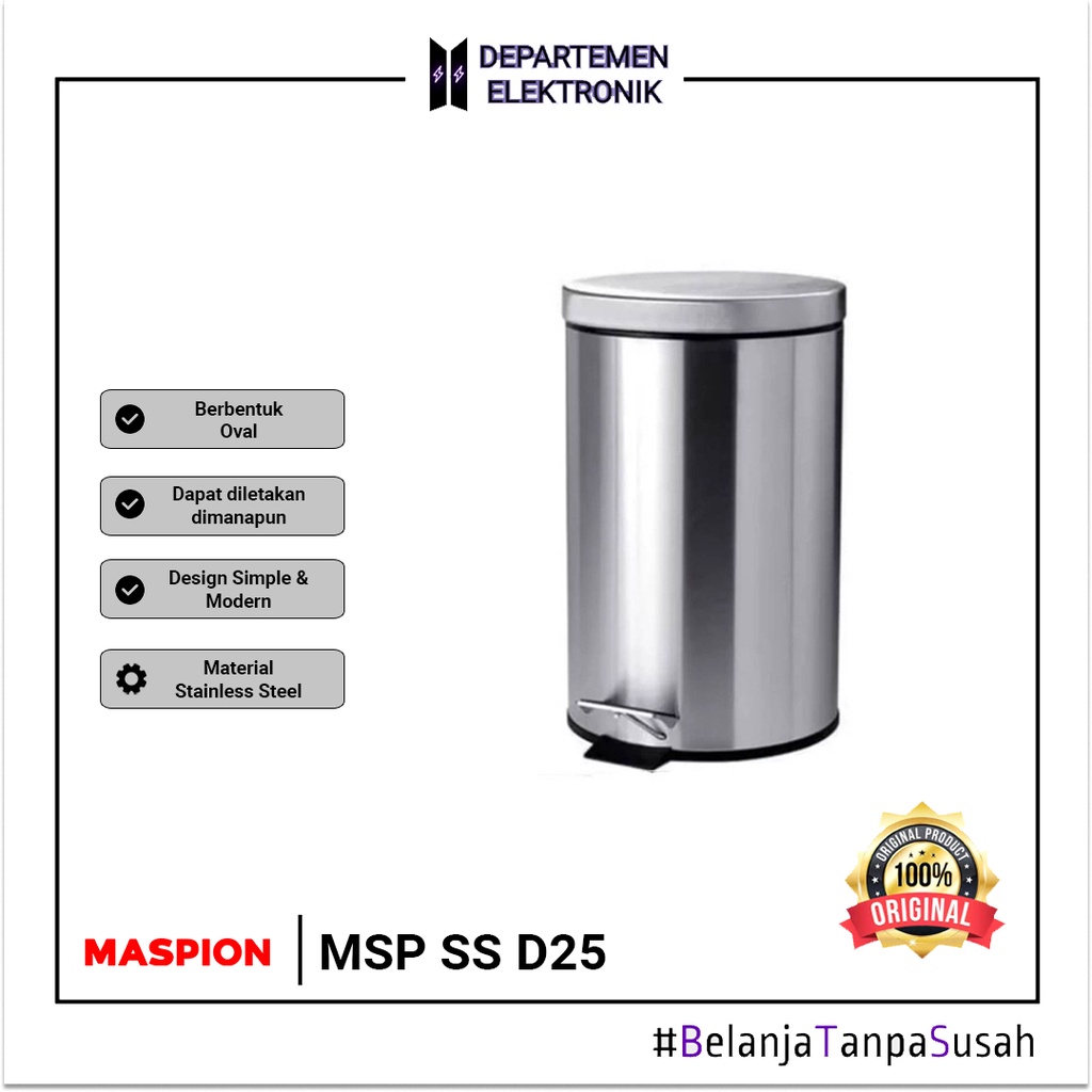 Tempat Sampah / Dust Bin Pedal SS D25 Maspion 5 ltr MURAH BANGET / GARANSI RESMI D 25