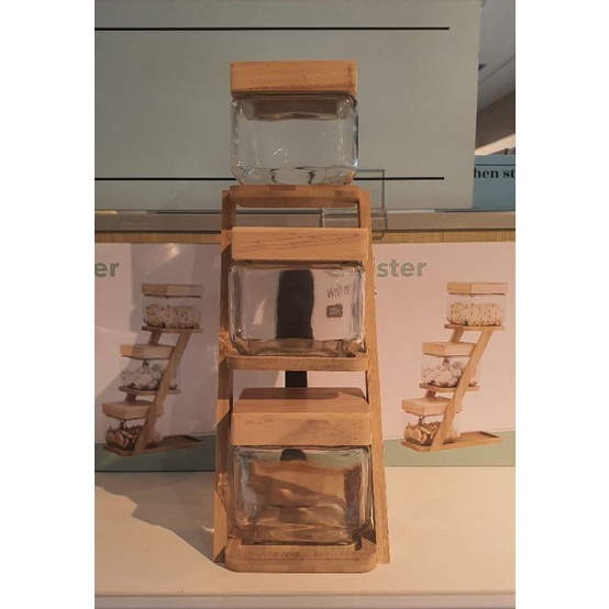 Toples Kaca Set Dengan Rak