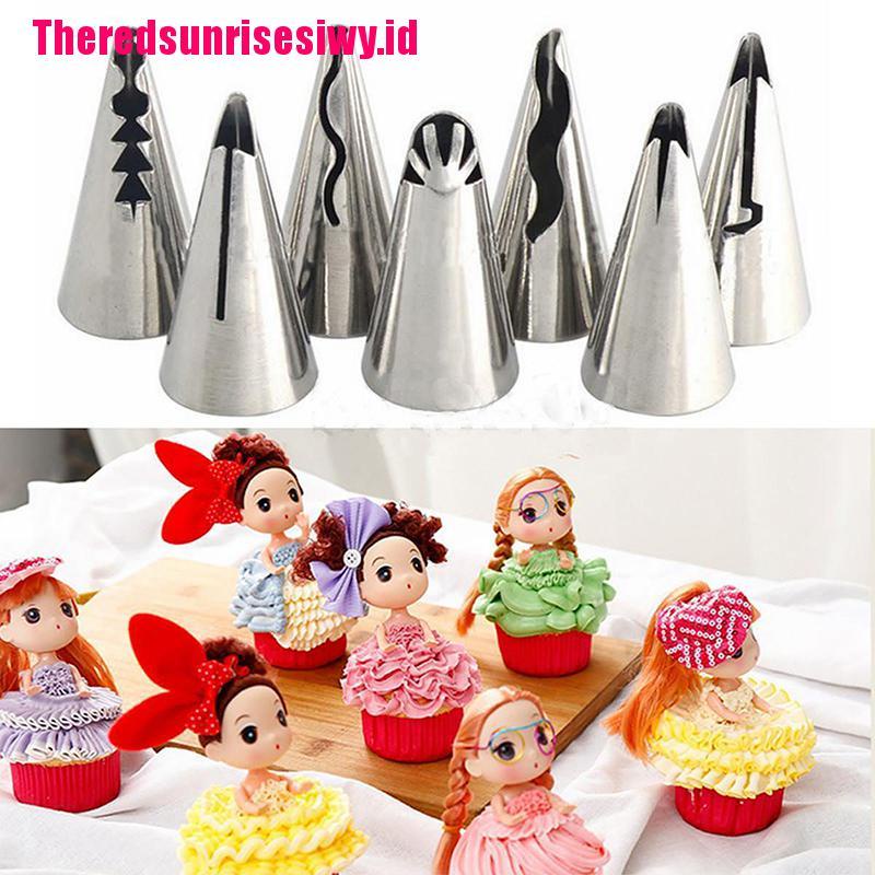 【Theredsunrisesiwy.id】Dolls Dress Korean Bobbi Ruffle Icing Piping Tips Stainless (7 pcs lot)