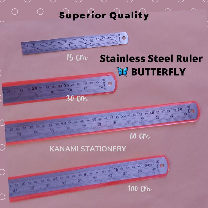 

Penggaris Besi Stainless Steel, Acrylic Ruler 60cm 100cm Butterfly.