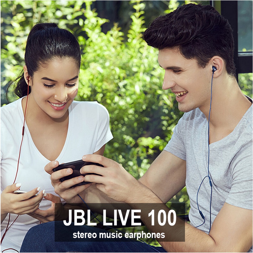 Jbl LIVE100 Headset Stereo Deep Bass Dengan Kabel Untuk Olahraga