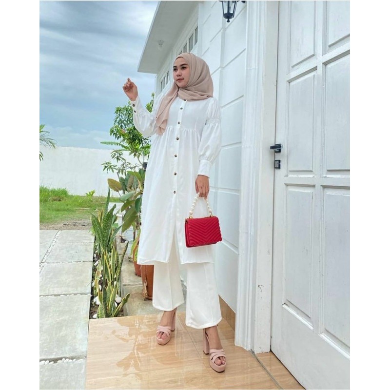 (MGA) TUNIK DELCIA BALOON DAILY FULL KANCING DRESS MOSCREPE PREMIUM