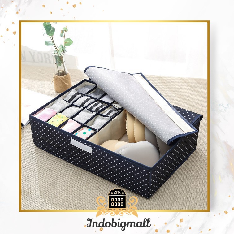 Storage Bag 2 in 1 Storage Box Underwear & Bra Motif 12 Grid Storage Box Motif Tempat Penyimpanan