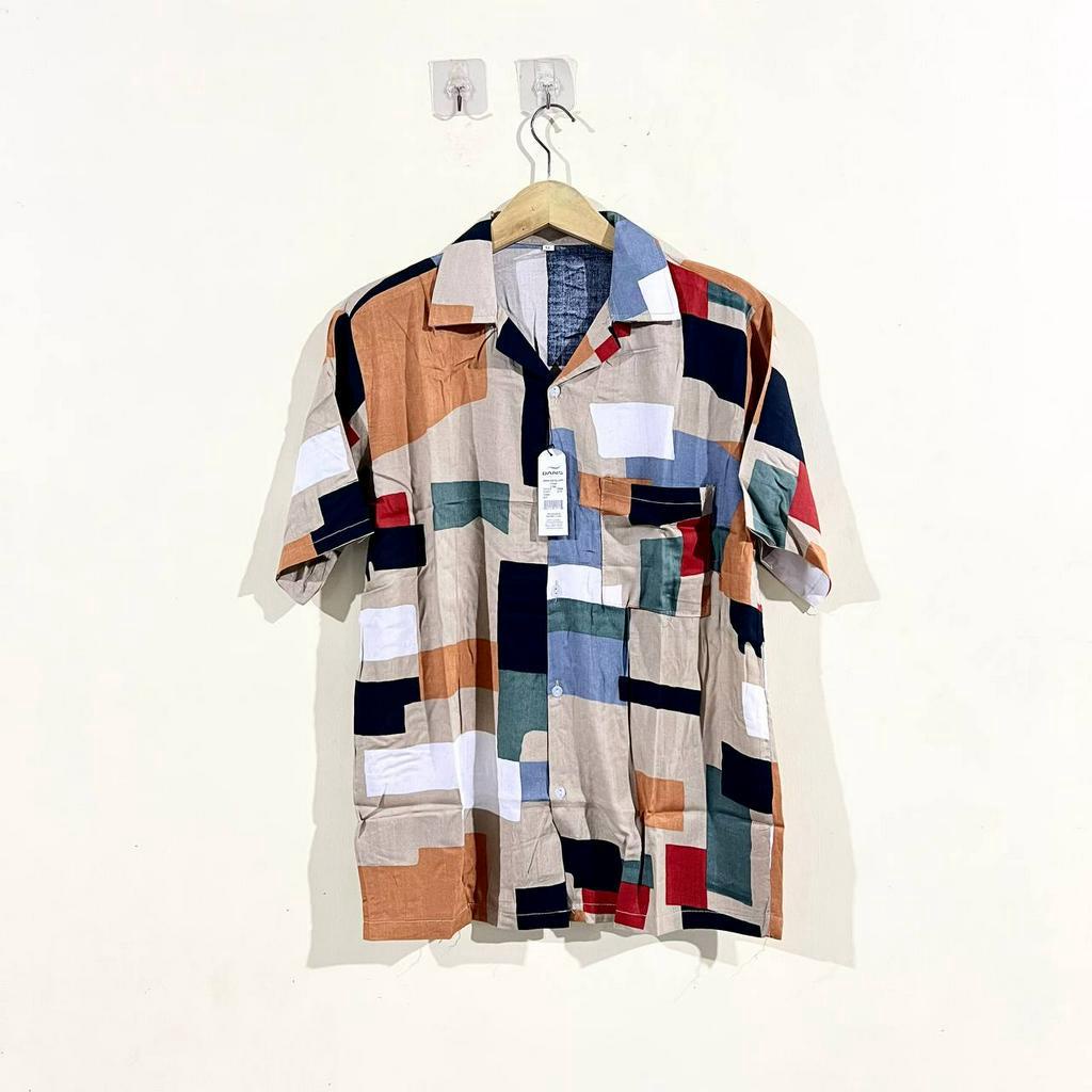 Kemeja Pria Hawai / Kemeja Pantai Abstrak Vintage Casual Lengan Pendek