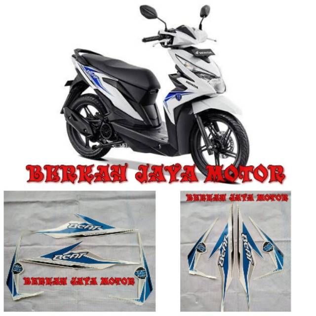 Sticker Striping Lis Body Motor Honda Beat Esp All New 2019 Body Putih Corak Biru Shopee Indonesia