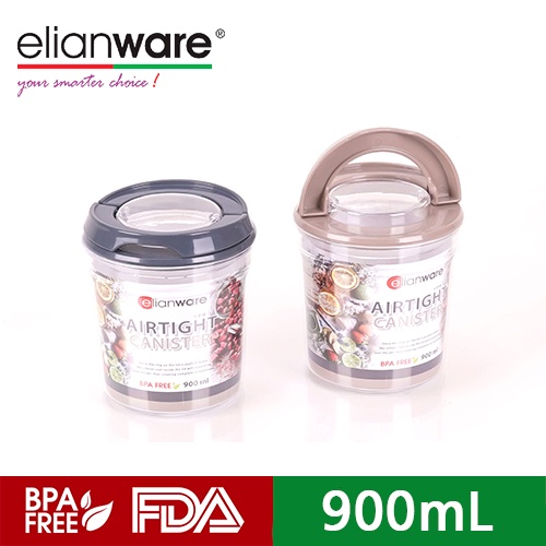 Elianware Toples Makanan Airtight Canister Bulat 450ml 900ml 1500ml
