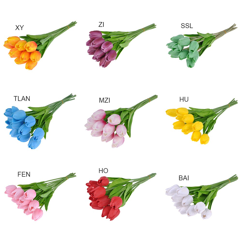 1 Buket 10 Kepala Bunga Tulip Model Imitasi Bahan Pu Untuk