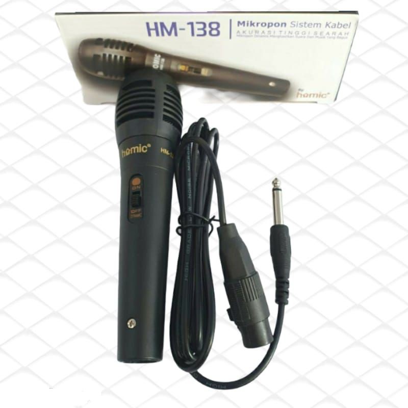 Mic Kabel Karaoke Homic HM 138 Dynamic Microphone Cable Murah Original