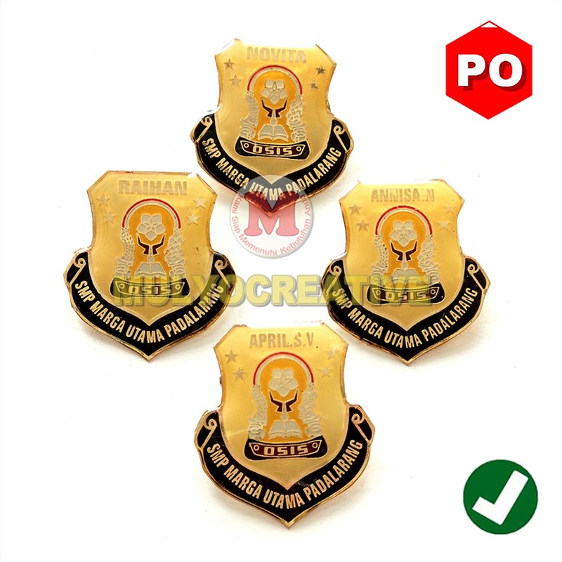 Pin Osis Sekolah - Lencana Pin Osis Custom Desain Warna Kuning