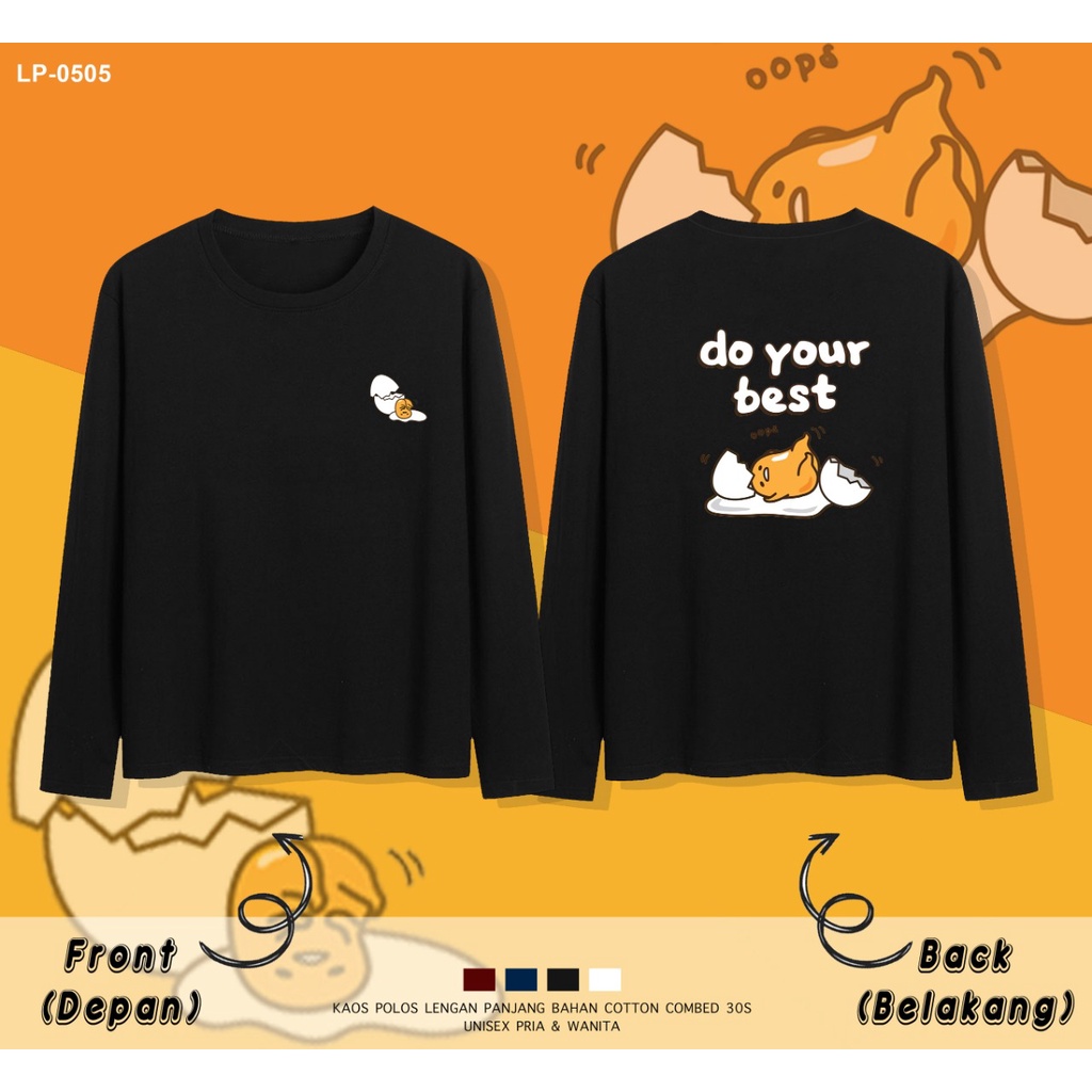 PAKAIAN KAOS LENGAN PANJANG WANITA / IMPORT / LP-0505 / DO YOUR BEST GUDETAMA