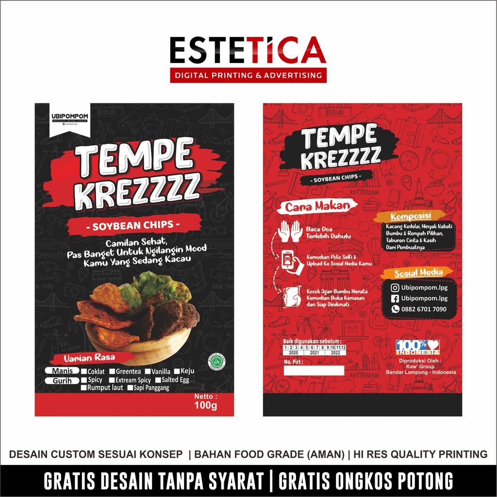 

Cetak sticker keripik tempe, cetak sticker keripik, cetak sticker toples, cetak sticker kemasan