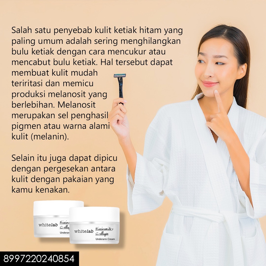 WHITELAB UNDERARM CREAM Krim Pencerah Ketiak Lutut Selangkangan Ampuh - BPOM