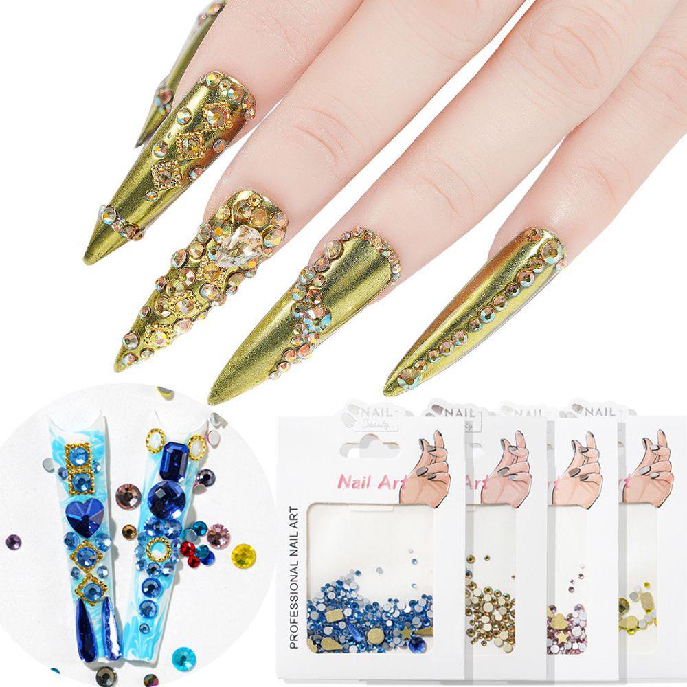 AUGUSTINA Agustinina Nail Art Rhinestones Korea Tetesan Air Berbentuk Fashion Hiasan Kuku 3D Perhiasan Kuku