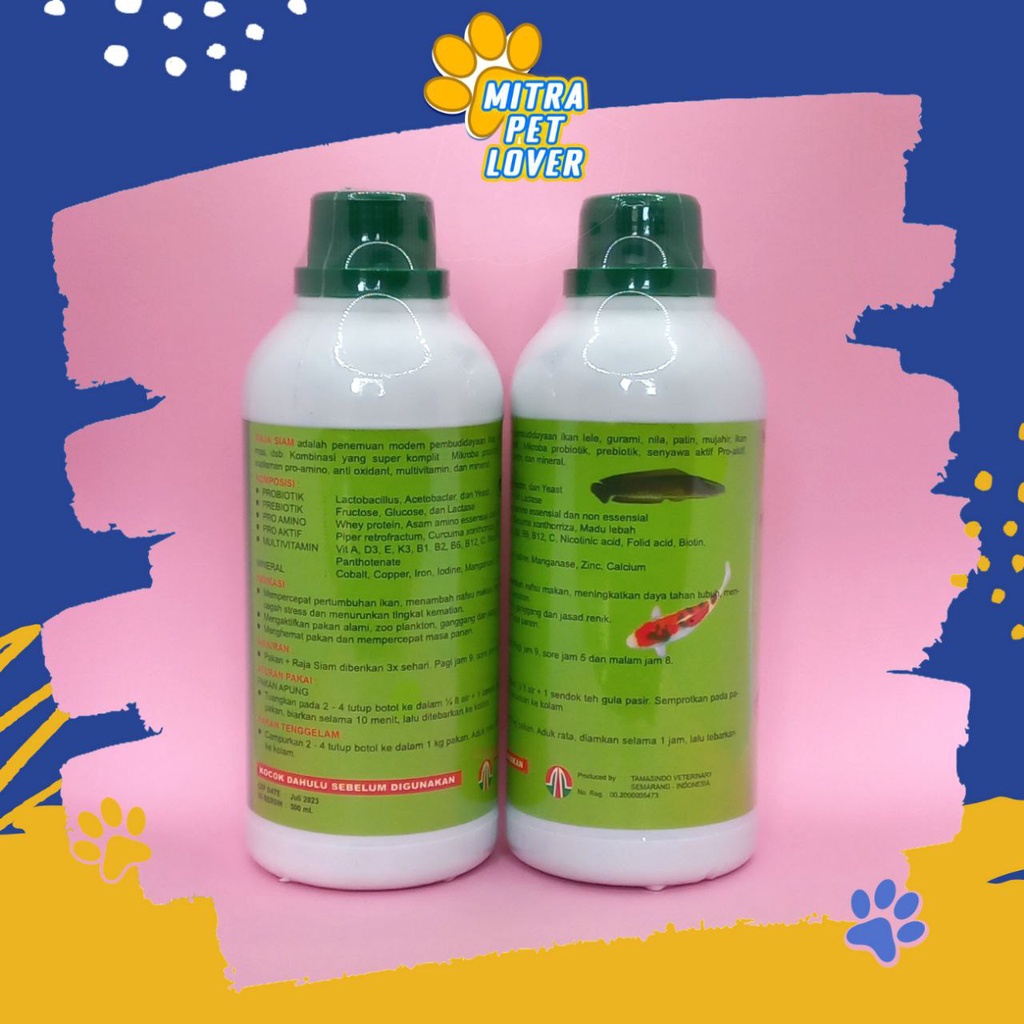 OBAT PEMACU TUMBUH IKAN - RAJA SIAM 500 ML ORIGINAL - PROBIOTIK PRO AMINO - ANTI OXIDANT PEMACU PERTUMBUHAN IKAN LELE GURAMI NILA PATIN MUJAHIR - PET ANIMAL FISH HEALTHCARE AND VETERINARY TAMASINDO VITAMIN TERNAK HEWAN BINATANG PELIHARAAN MITRAPETLOVER