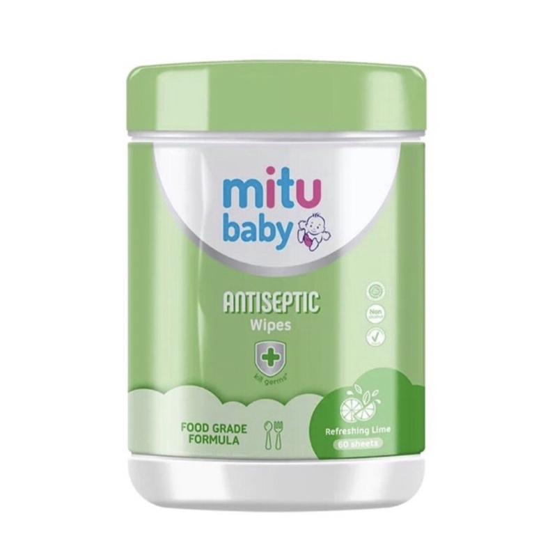 Jual Mitu Baby Antiseptic Wipes (Food Grade Formula) Oval 60 Sheets ...