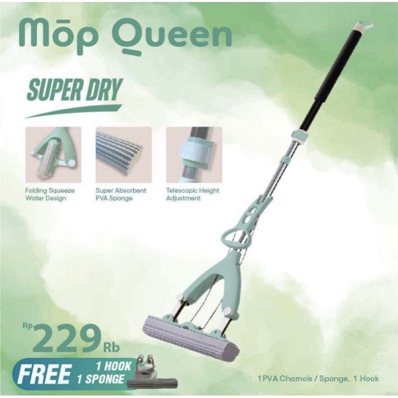 MopQueen Mop Queen PINK / HIJAU TOSCA Stein Steincookware Pel Lantai Sponge Chamois