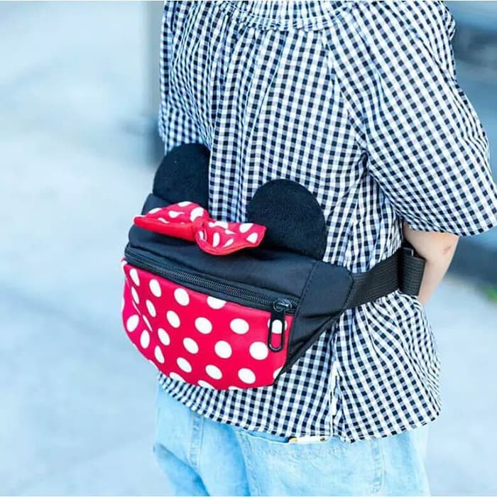 BS071 Tas  Pinggang Anak IMPOR Motif Mickey  Mouse  Minnie 