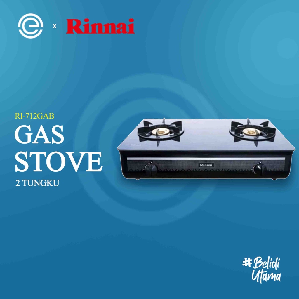 RINNAI Kompor Gas Kaca 2 Tungku RI-712GAB