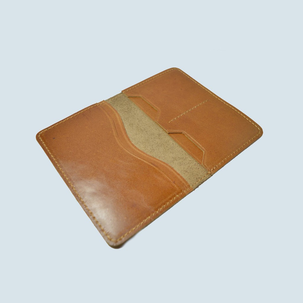 dompet passport - passport cover simpel kulit sapi asli warna tan