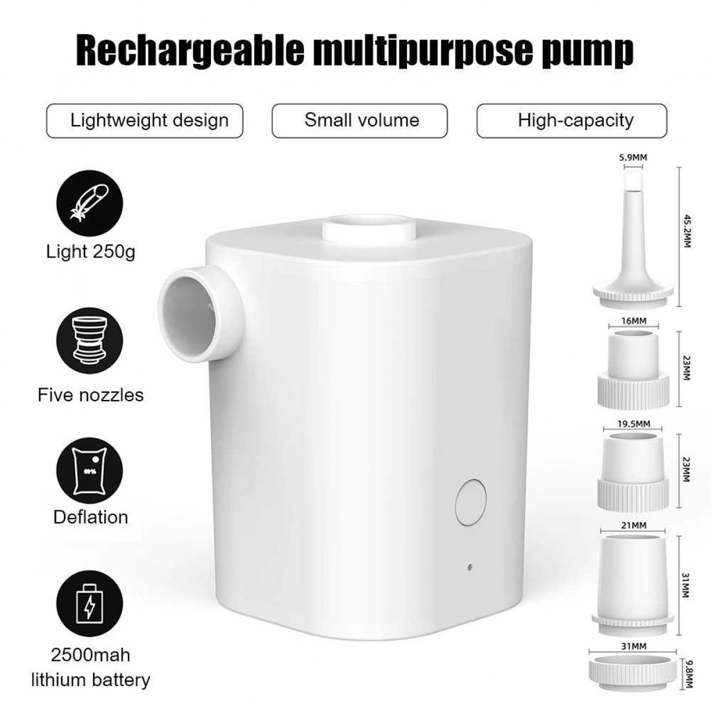 Pompa Angin Kasur Bantal Mini Electric Air Pump Rechargeable 2500mAh