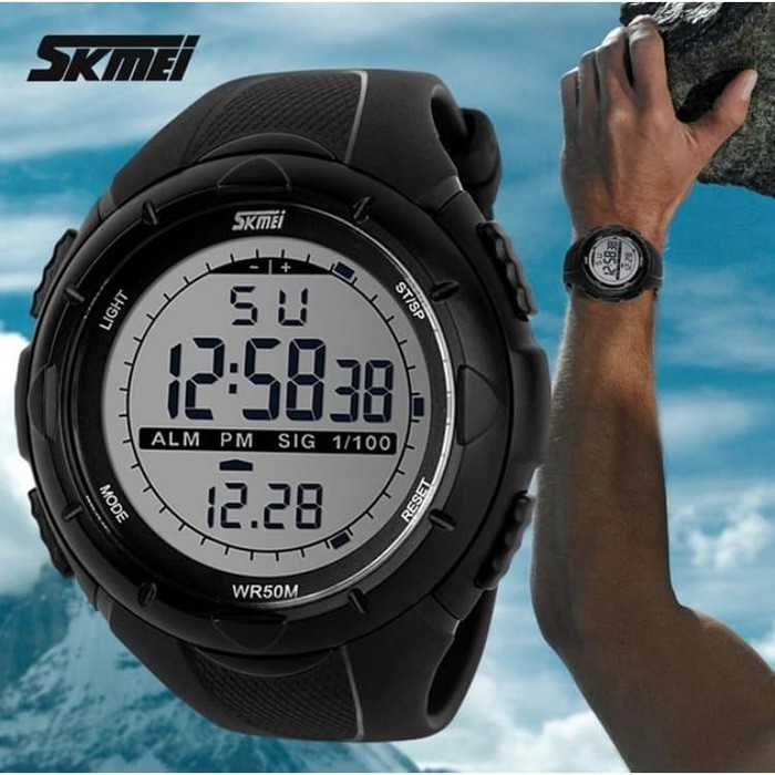 JAM TANGAN SKMEI PRIA ORIGINAL CASUAL TALI KULIT TANGGAL AKTIF TAHAN AIR BERGARANSI SIMPLE