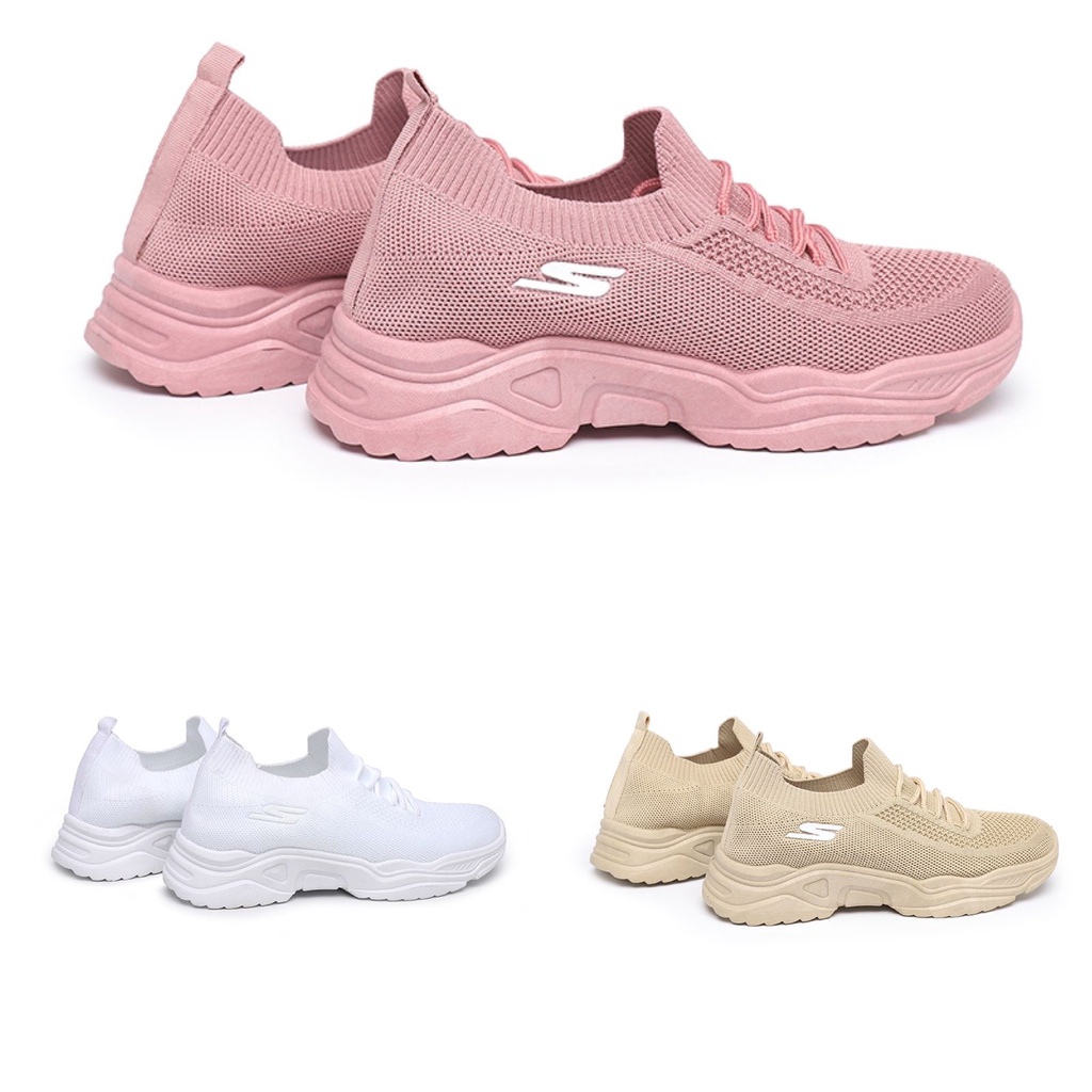 [GROSIR][COD] SEVEN_DAY SEPATU RAJUT WANITA SLIP ON SNEAKERS TANPA TALI SPORT SHOES FZ-F26 PINK