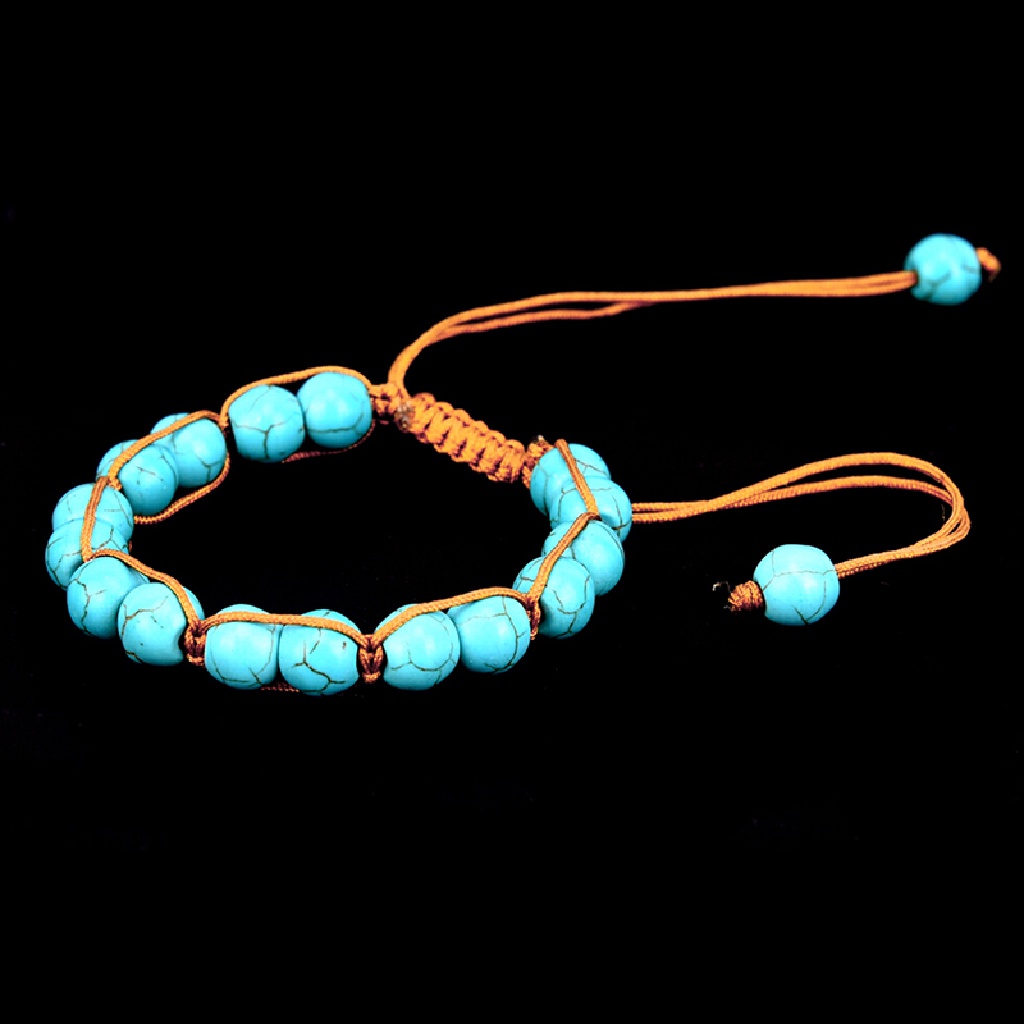 (AdornmentNo1) Gelang Tangan Elastis Gaya Boho Aksen Batu Turquoise Untuk Perhiasan Wanita / Pantai