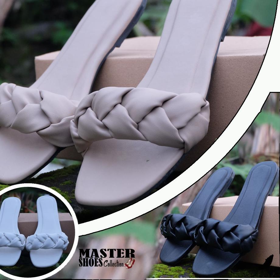 TerSandal Teplek slop Wanita Flat Tali Kepang Remaja-Sendal pesta Slip On Kekinian Empuk {BVT.12My22